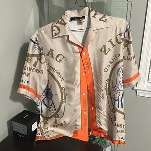 Amiri silk zig zag bowling shirt size medium